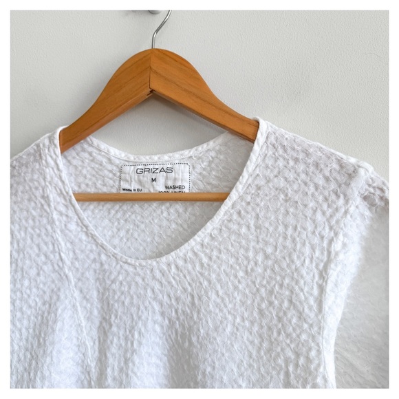 Grizas Dresses & Skirts - GRIZAS • Textured Linen Dress in White • Medium